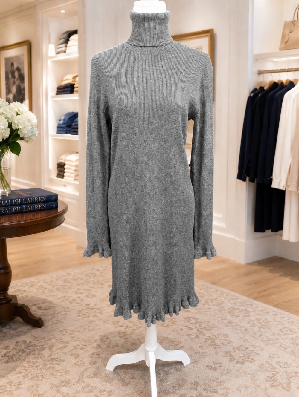Ralph Lauren Gray Merino Wool Turtleneck Sweater Dress NWT XL - Picture 5 of 7